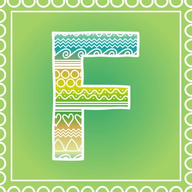 Vektör etnik el yazı tipi, F harfi