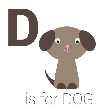 Resimli alfabe harfi D ve hayvan.