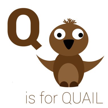 Hayvanlar ile resimli alfabe harfi Q