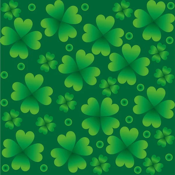 Grüner Hintergrund Mit Kleeblättern — Stockvektor