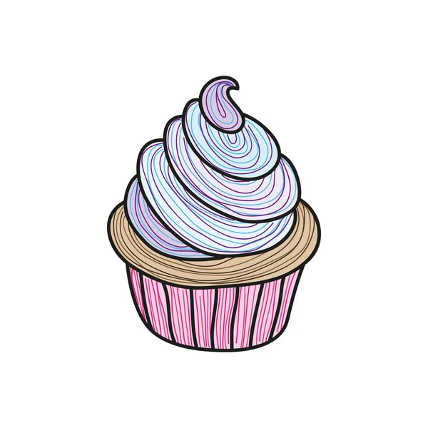 Cupcake Estilo Doodle Vector Ilustración — Vector de stock
