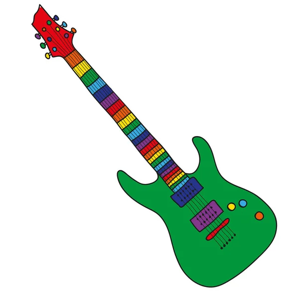 Desenhos Animados Guitarra Vetor Ilustração — Vetor de Stock