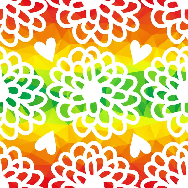 Fleurs Cœurs Colorés Motif Sans Couture — Image vectorielle