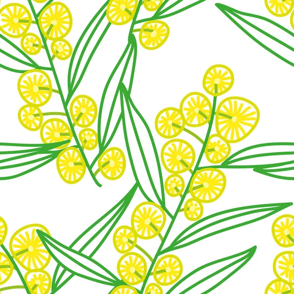 Ilustración Vectores Patrón Sin Costura Mimosa — Vector de stock