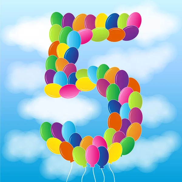 Balloons Blue Sky Number Vector — Stock Vector