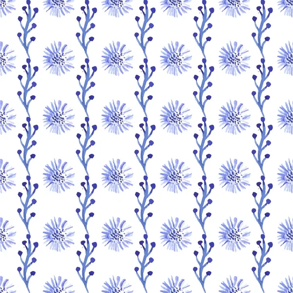 Magnifique Motif Aquarelle Avec Feuilles Fleurs — Image vectorielle