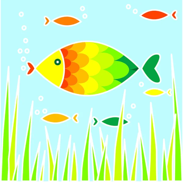 Vector Illustration Colored Fish — Stock Vector
