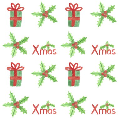 Sulu Boya Noel seamless modeli