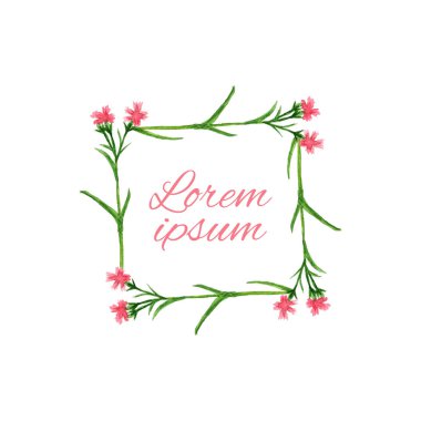 Çiçek çerçevesi. Vektör suluboya çiçekleri