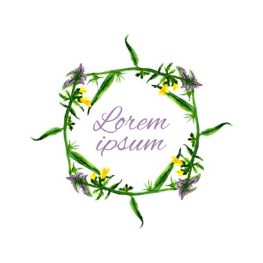 Çiçek çerçevesi. Vektör suluboya çiçekleri