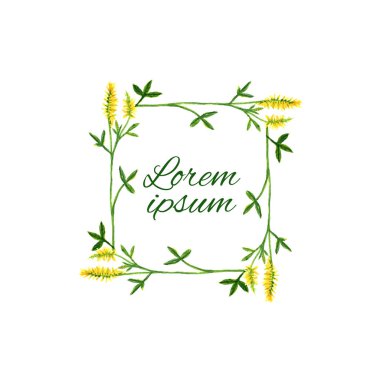 Çiçek çerçevesi. Vektör suluboya çiçekleri