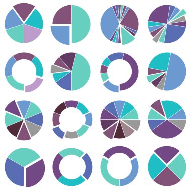 Parlak renkli turta tabloları. İş bilgi grafiklerinin vektör illüstrasyonu