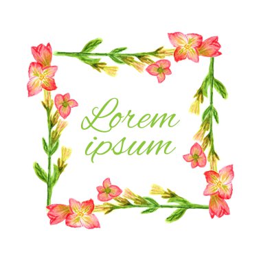 Çiçek çerçevesi. Vektör suluboya çiçekleri