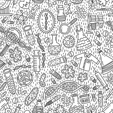 Tıbbi ve genetik vektör kusursuz desen ve karalama çizimi 