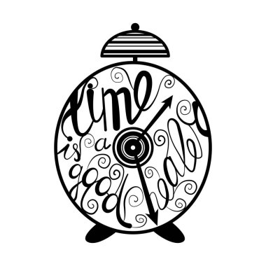 El çizimi tipografi posterleri. Zaman iyi bir iyileştiricidir. Hayatla ilgili motivasyon alıntısı. Dekorasyon, tişört, çanta tasarımı, poster, tebrik kartı illüstrasyonu için el yazısı harfleri çizimi 