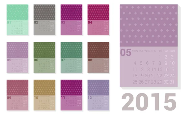 Calendar 2015 Sticker Notes Vector Week Starts Monday — Stock Vector