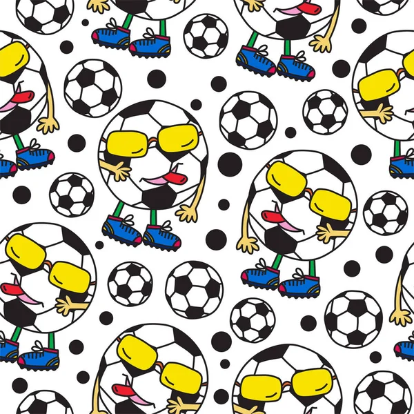 Balones Fútbol Patrón Sin Costura — Archivo Imágenes Vectoriales