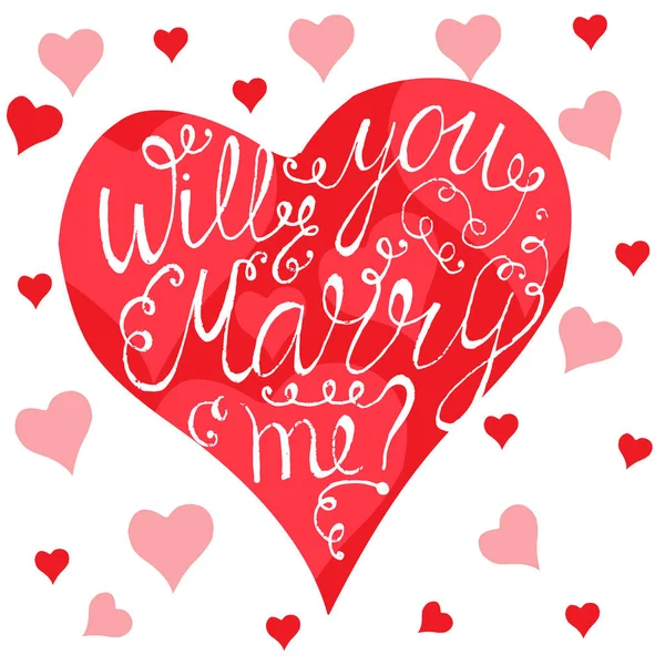 Quieres Casarte Conmigo Postal Frase Para Día San Valentín Letras — Vector de stock