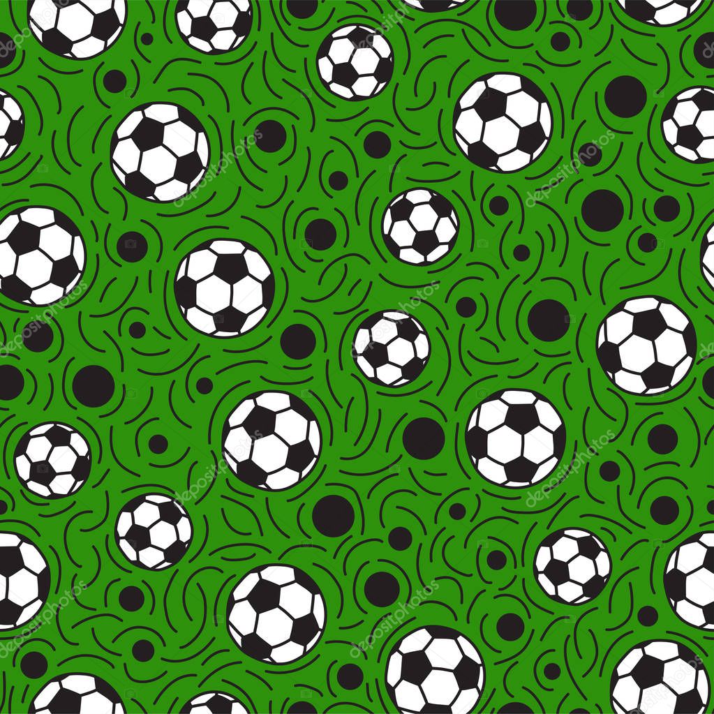 Football balls seamless pattern