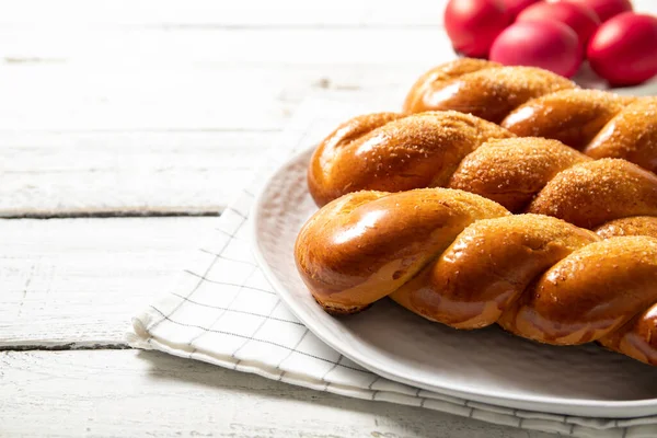 Greek Easter Buns Greek Easter Italian Easter Traditional Easter Bread — Stock Photo, Image