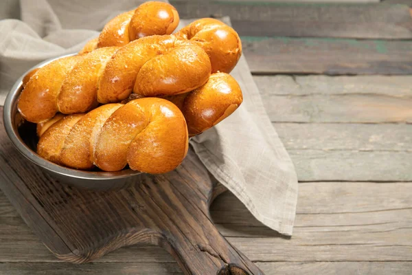 Delicious Pastries Tasty Buns Delicious Pigtail Buns — Stock Photo, Image