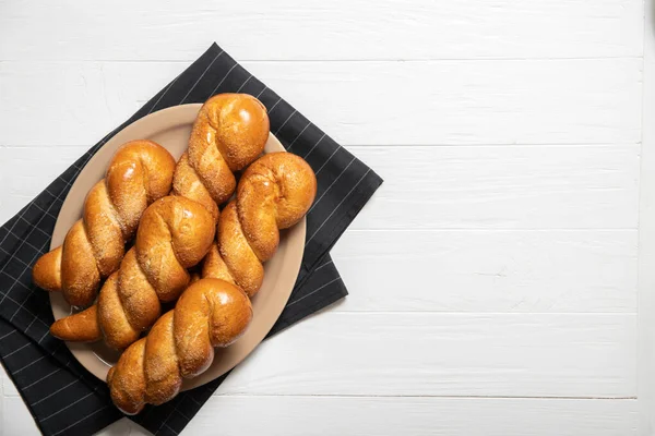 Delicious Pastries Tasty Buns Delicious Pigtail Buns — Stock Photo, Image