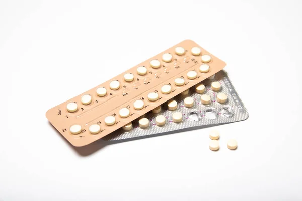 Contraceptifs Hormonaux Féminins Sur Fond Blanc — Photo