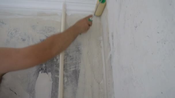 Applying Wallpaper paste to the wall
