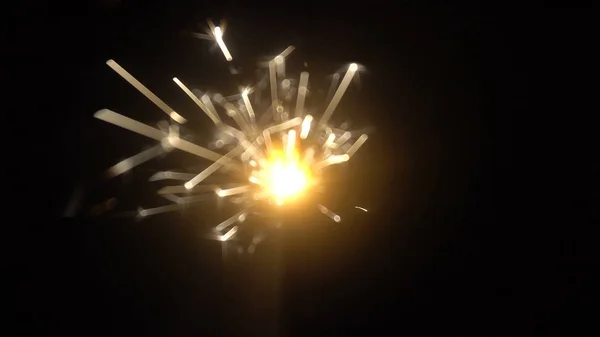 Burning in the dark new years Sparkler — Stock Photo, Image