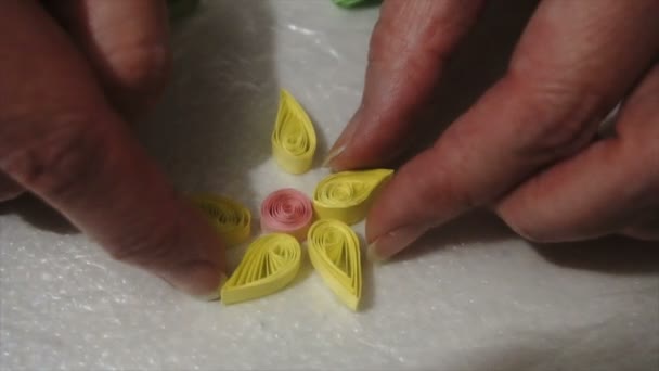 Mujer haciendo bricolaje papel quilling — Vídeo de stock
