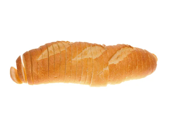 Roti Perancis Yang Diiris Diisolasi Atas Putih — Stok Foto