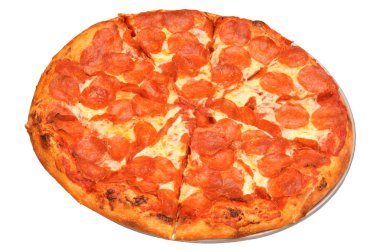 Beyaz bir arka plan üzerinde izole biberli pizza