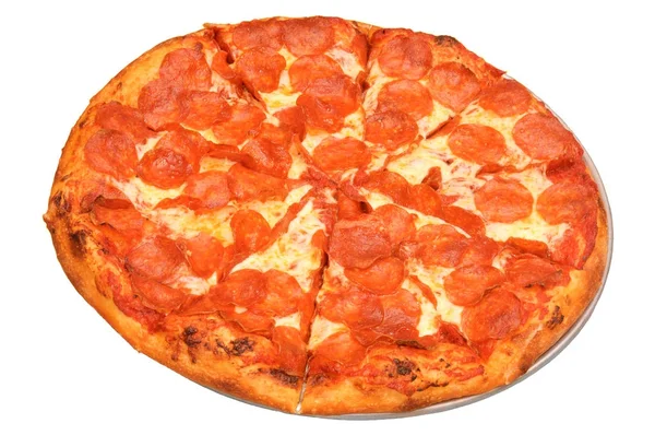 Pizza Pepperoni Isolée Sur Fond Blanc — Photo