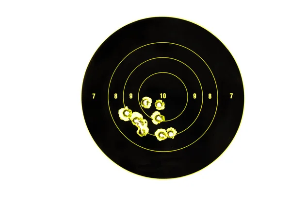 Einschusslöcher Zielscheiben Zeigen Präzisionsschießen Und Demonstrieren Die Genauigkeit Der Schusswaffe — Stockfoto
