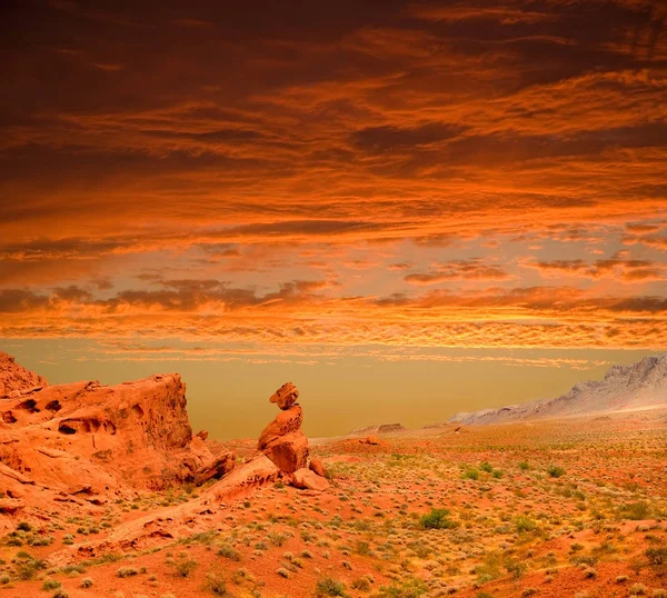 Pôr Sol Vale Fogo Nevada — Fotografia de Stock