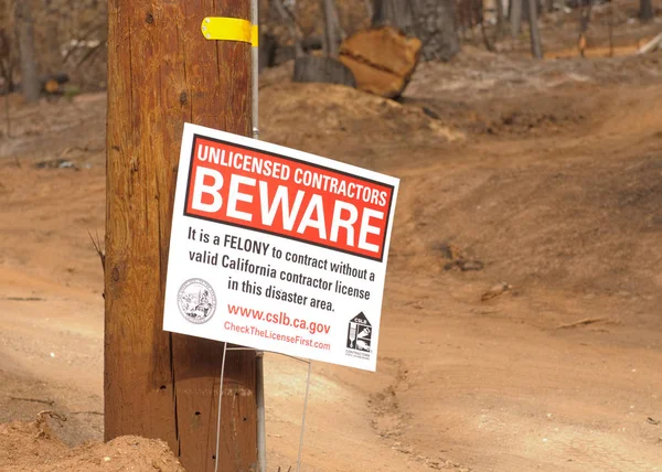 Destruction Forest Damage Homes Caused California Butte Fire Signs Warning — Stock Photo, Image