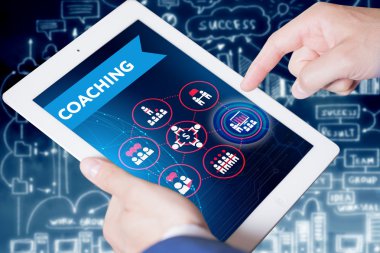 Ekonomi, teknoloji, Internet ve ağ kavramı. Genç busine