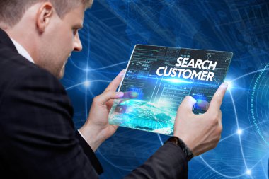 İş, teknoloji, internet ve ağ kavramı. Genç otobüs