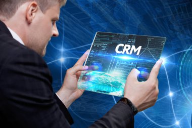 İş, teknoloji, internet ve ağ kavramı. Genç otobüs