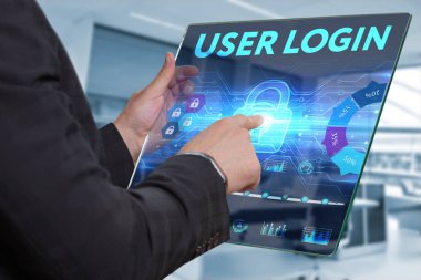 Ekonomi, teknoloji, Internet ve ağ kavramı. İş adamı