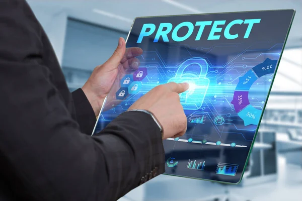 Ekonomi, teknoloji, Internet ve ağ kavramı. İş adamı