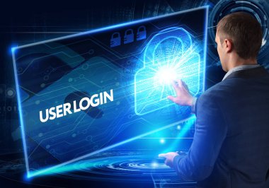 Ekonomi, teknoloji, Internet ve ağ kavramı. İş adamı