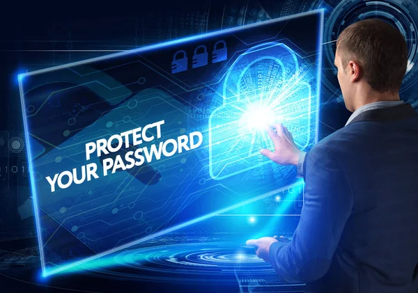 Ekonomi, teknoloji, Internet ve ağ kavramı. İş adamı