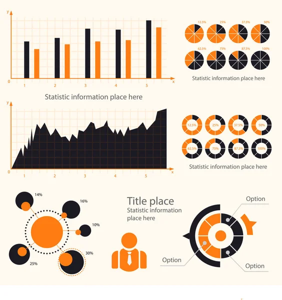 Concepto de infografía empresarial - conjunto vectorial de elemento infográfico — Vector de stock