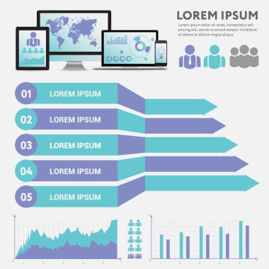 İş Infographic kavramı - vektör küme, Infographic öğesi