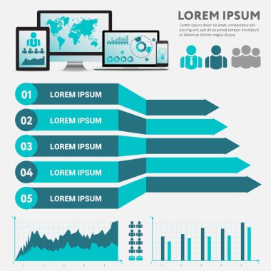 İş Infographic kavramı - Infographic öğeleri sunum, broşür, Web sitesi için düz tasarım tarzında vektör kümesi. Büyük Infographics kümesi.