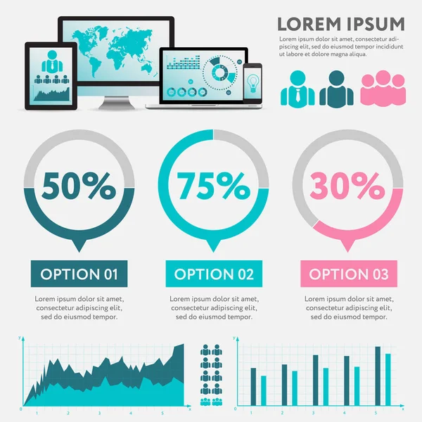 Business infographic concept - vector set of infographic elements in flat design style for presentation, booklet, website. Big set of Infographics. — Stock Vector