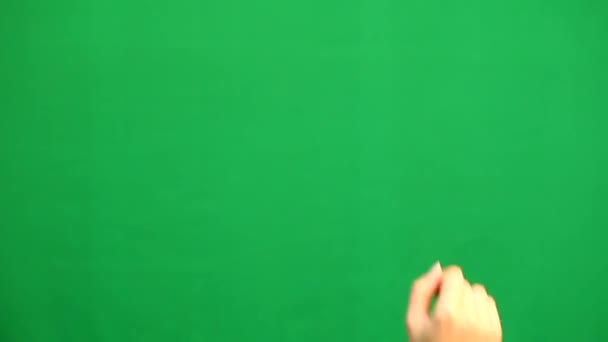 Gestos de manos. Pantalla táctil. Mano femenina mostrando gestos multitáctiles en pantalla verde — Vídeos de Stock