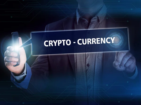Cripto-moneda, Bitcoin internet dinero virtual. Tecno de divisas — Foto de Stock