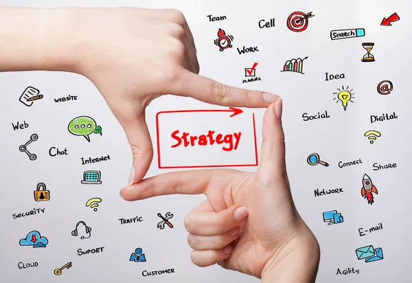 Planning Marketing Strategy Technology Internet Business Marketing Young Business Woman — Stock Photo, Image